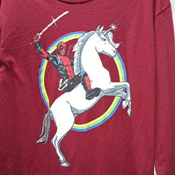 Mad Engine Marvel Men Long Sleeve Deadpool Unicorn Pullover Shirt Unisex Medium - Picture 3 of 8